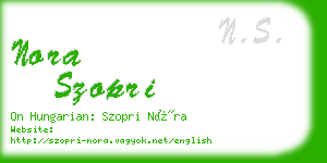 nora szopri business card